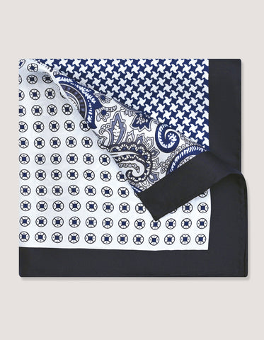 Grey Paisley Silk Pocket Square
