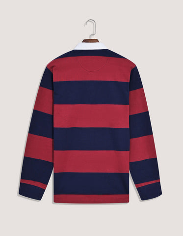 Maroon and Navy Striped Rugby Shirt