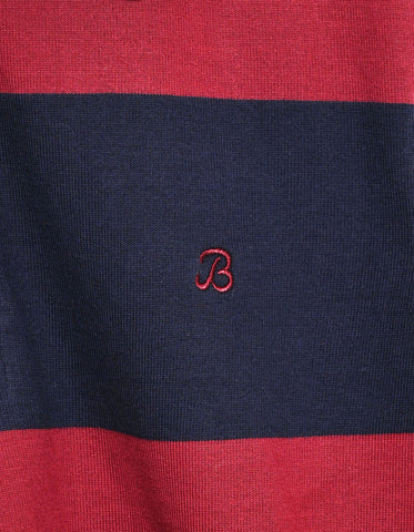 Maroon and Navy Striped Rugby Shirt