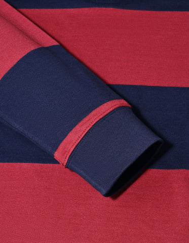 Maroon and Navy Striped Rugby Shirt