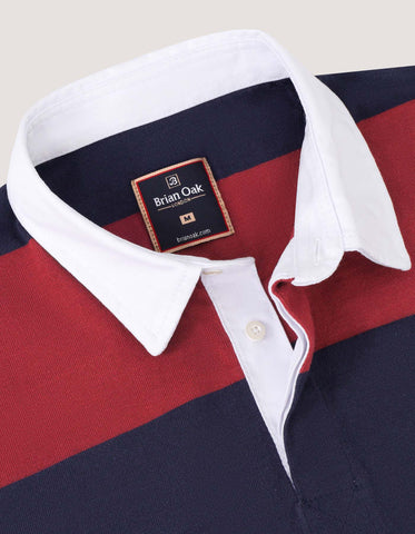 Maroon and Navy Striped Rugby Shirt