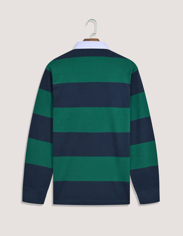 Navy & Green Striped Rugby Shirt