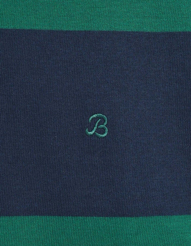 Navy & Green Striped Rugby Shirt