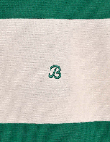 Off White & Green Striped Rugby Shirt