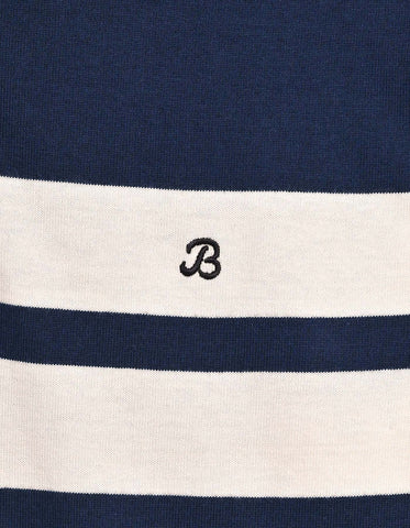 Navy Rugby Shirt with Cream Stripes