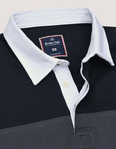 Black Striped Relaxed Fit Rugby Shirt