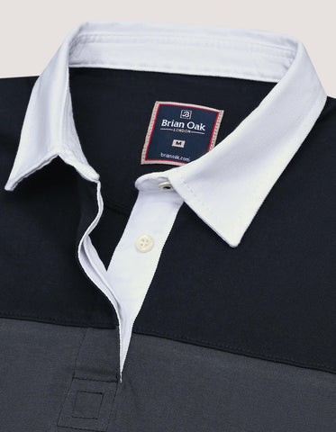 Black Striped Relaxed Fit Rugby Shirt