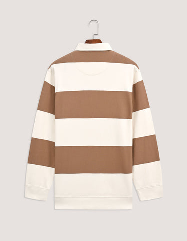 Off White & Camel Yarn Dyed Rugby Polo