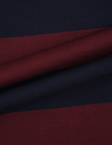 Relax Fit Navy Striped Cotton Rugby Polo