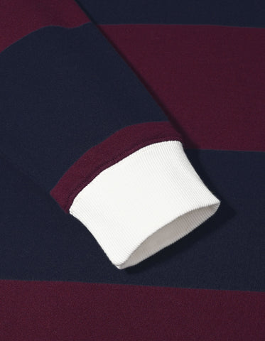 Relax Fit Navy Striped Cotton Rugby Polo