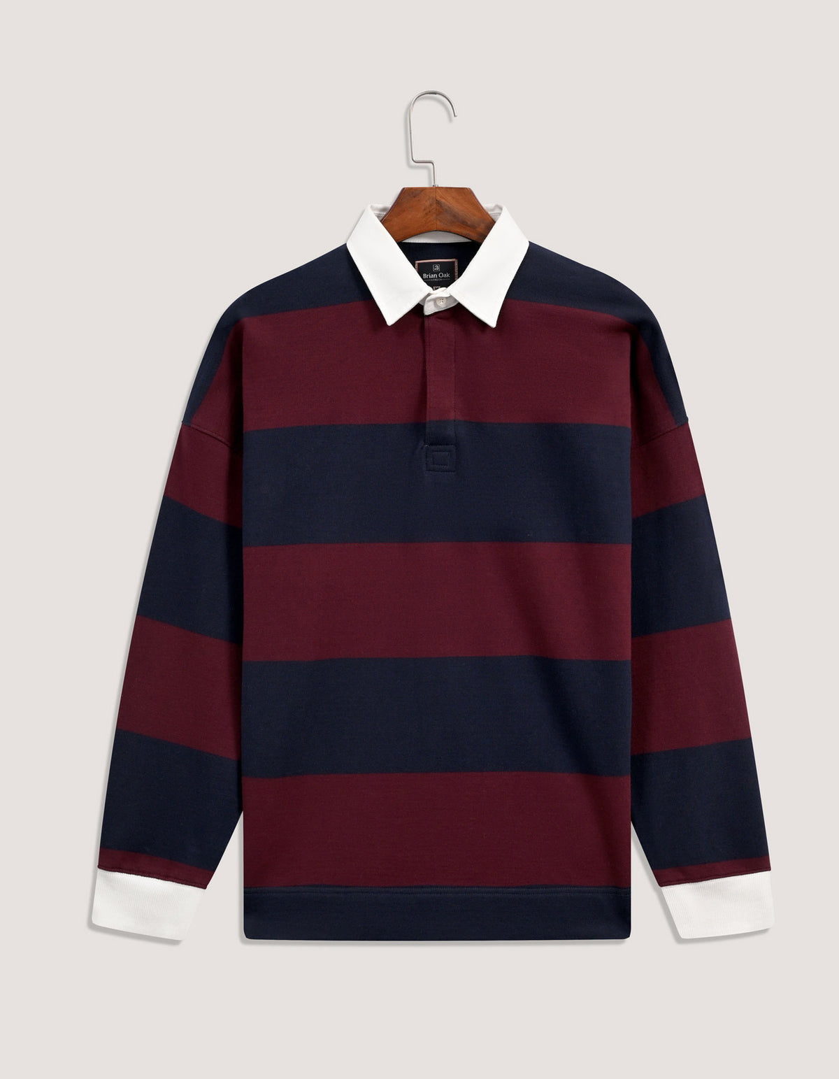 Relax Fit Navy Striped Cotton Rugby Polo