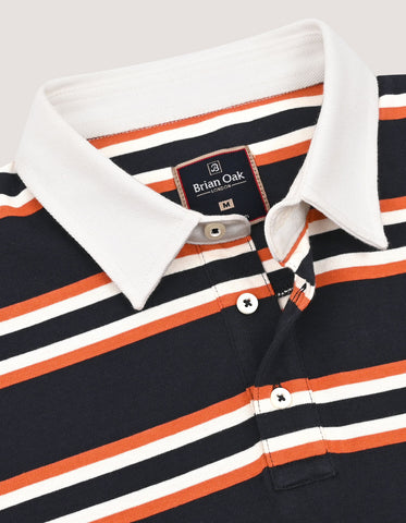 Premium Navy Striped Rugby Polo
