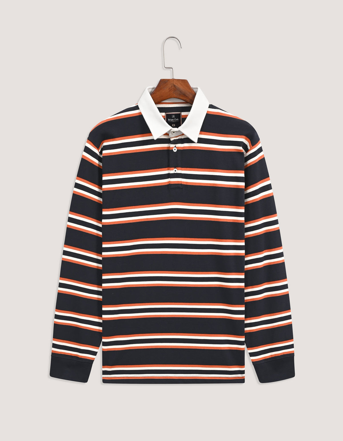 Premium Navy Striped Rugby Polo