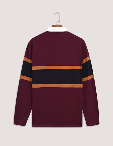Regular Fit Maroon Cotton Rugby Polo