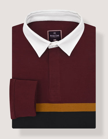 Regular Fit Maroon Cotton Rugby Polo