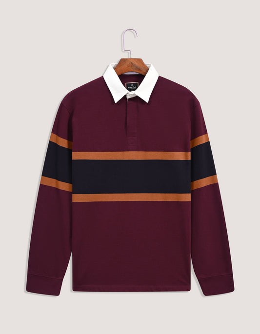 Regular Fit Maroon Cotton Rugby Polo