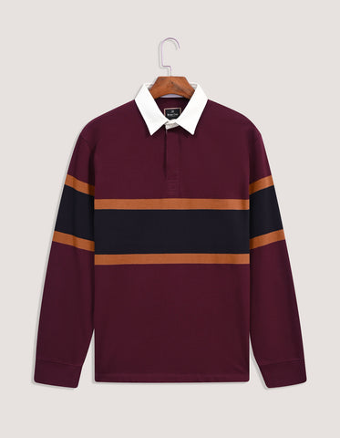 Regular Fit Maroon Cotton Rugby Polo