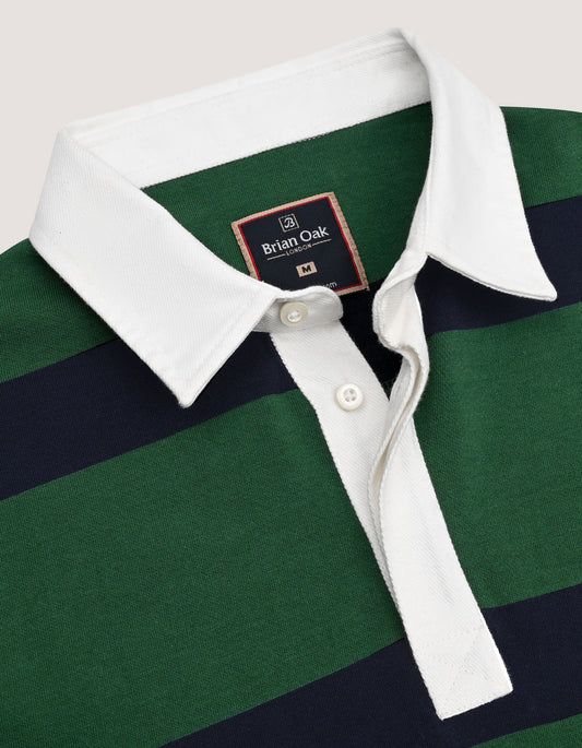 British Green Yarn Dyed Rugby Polo