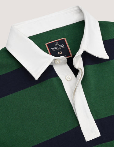 British Green Yarn Dyed Rugby Polo