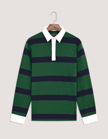 British Green Yarn Dyed Rugby Polo