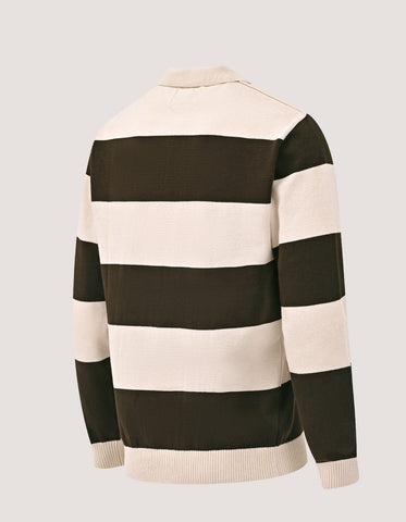 Regular Fit Striped Cotton Polo Sweater