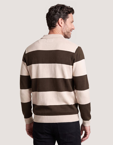 Regular Fit Striped Cotton Polo Sweater