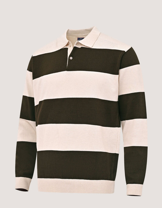 Regular Fit Striped Cotton Polo Sweater