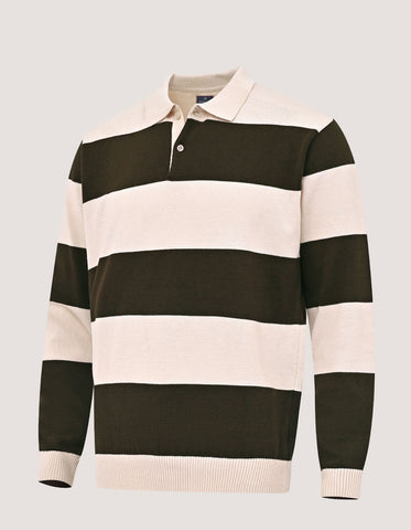 Regular Fit Striped Cotton Polo Sweater