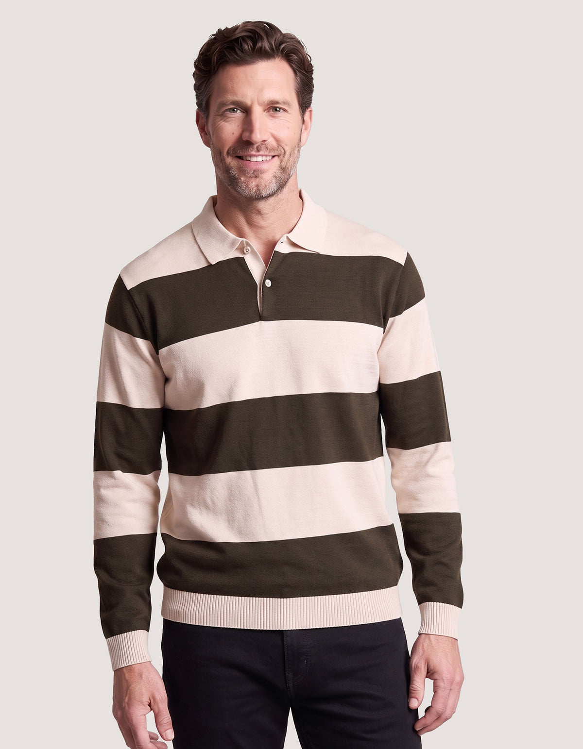 Regular Fit Striped Cotton Polo Sweater