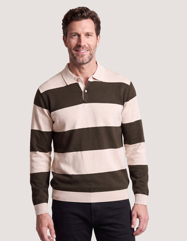 Regular Fit Striped Cotton Polo Sweater