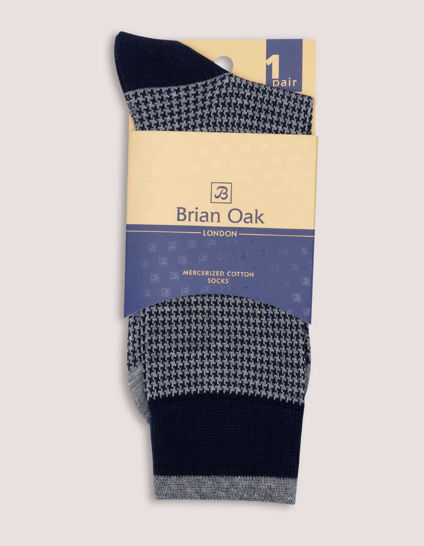 Grey Houndstooth Pattern Cotton Socks