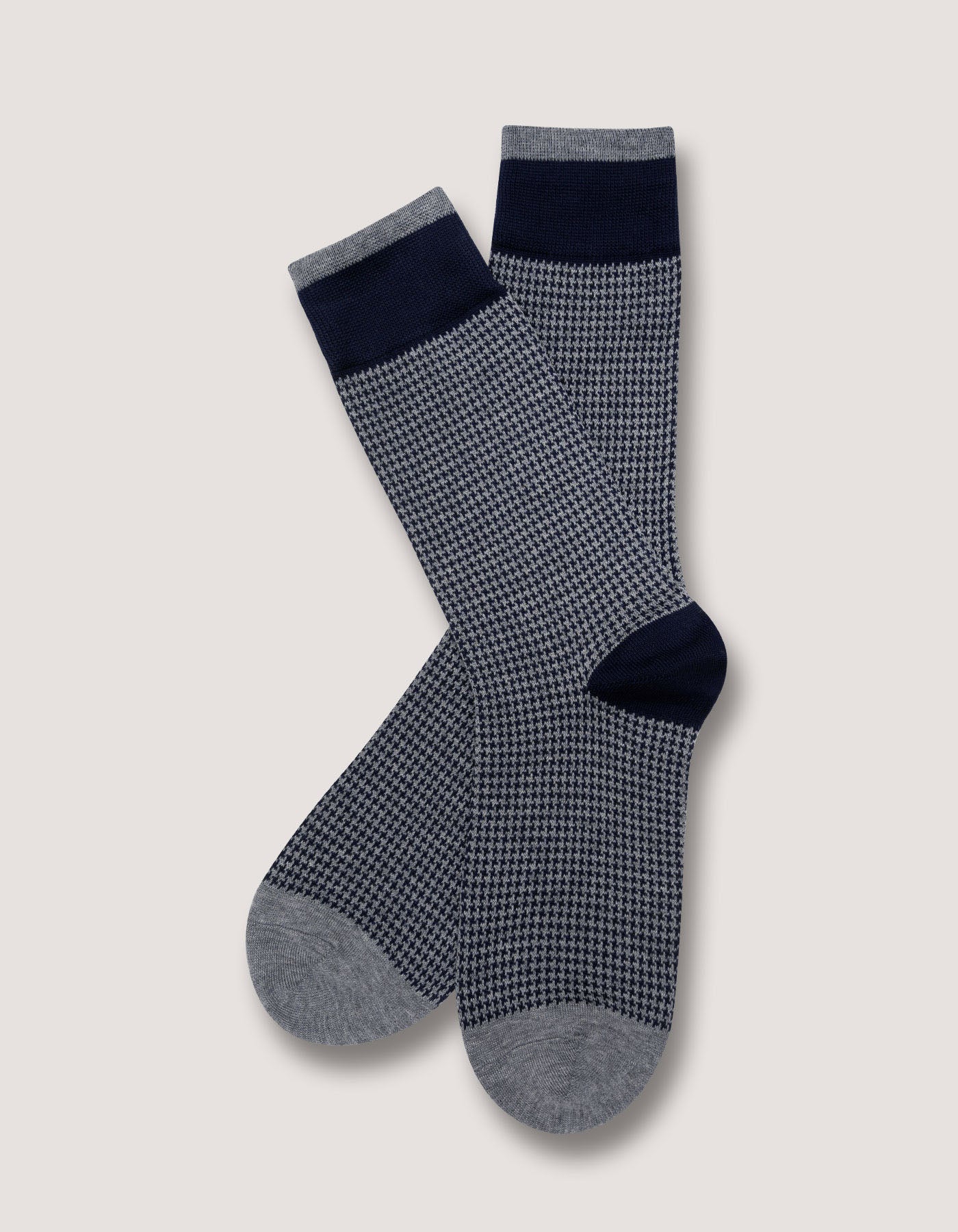 Grey Houndstooth Pattern Cotton Socks