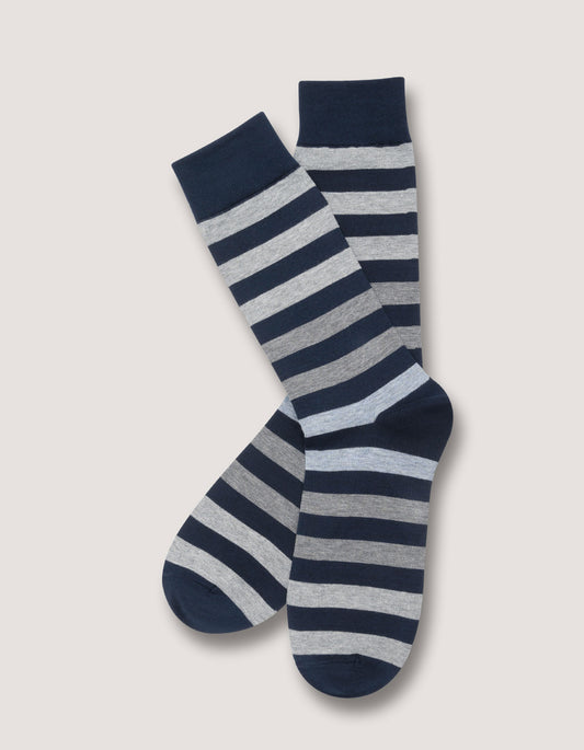 Navy and Grey Block Stripe Socks