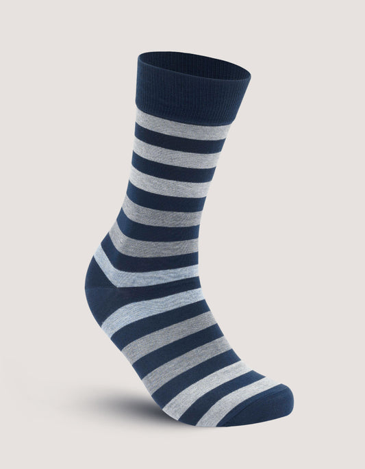 Navy Striped Cotton Socks for Men