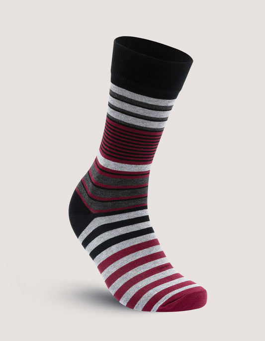 Burgundy Color Multi Stripe Cotton Socks for Men