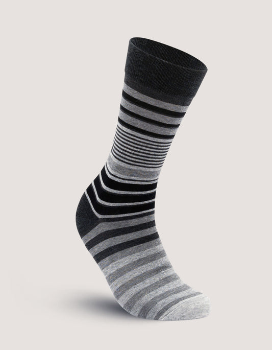 Grey Striped Soft Cotton Socks for Men