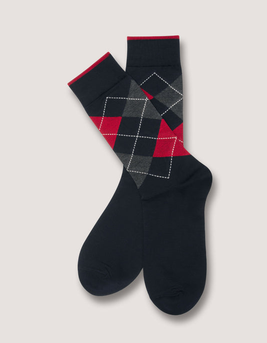 Premium Red and Black Argyle Socks