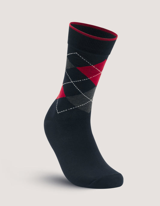 Red Argyle Cotton Socks