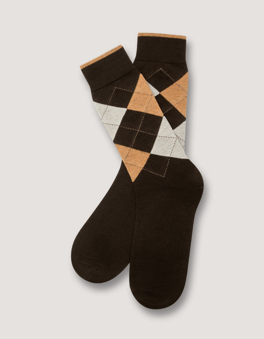 Two Tone Bronze Argyle Cotton Socks