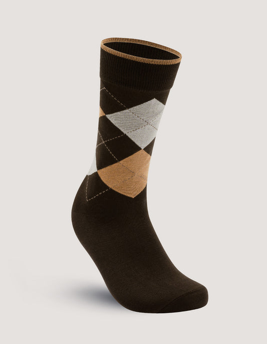 Mens Bronze Argyle Pattern Socks