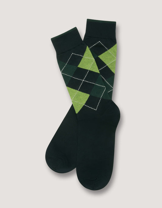 Green Argyle Cotton Socks