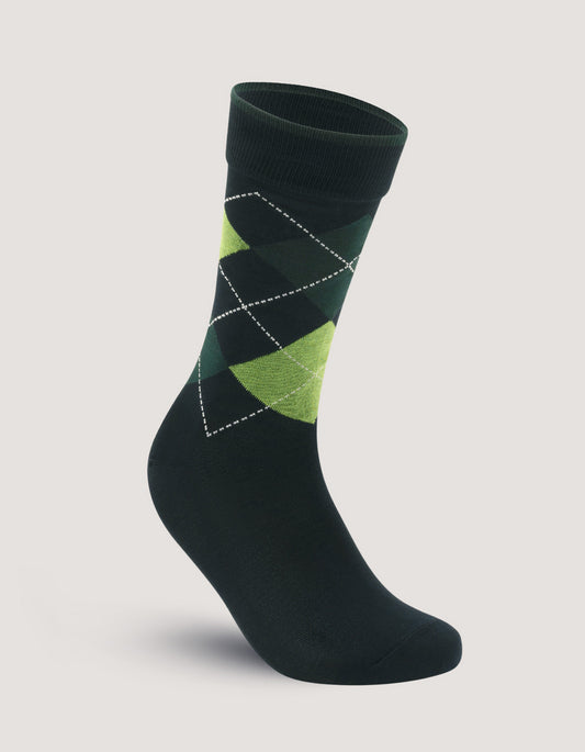 Mens Green Argyle Pattern Socks