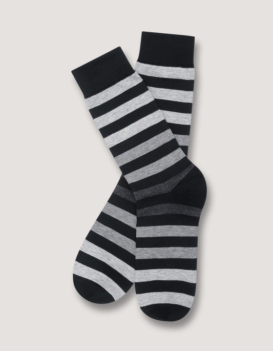 Black Block Stripe Cotton Socks