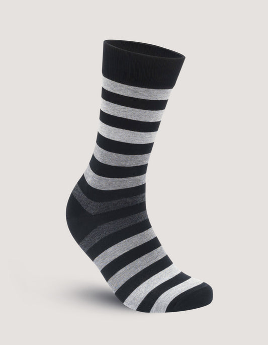 Mens Black Block Striped Soft Cotton Socks