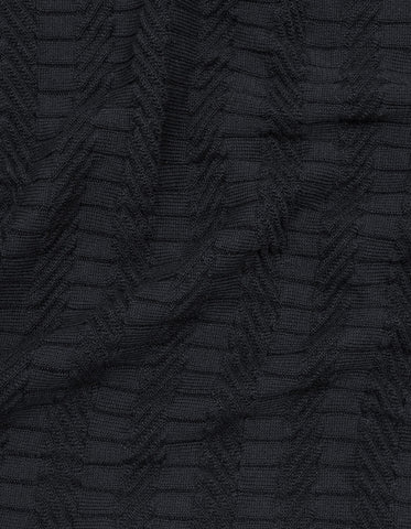 Black Textured Fine Knit Tee