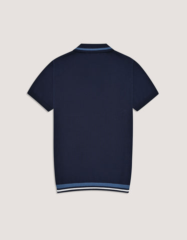 Navy Plain Fine Knit Polo