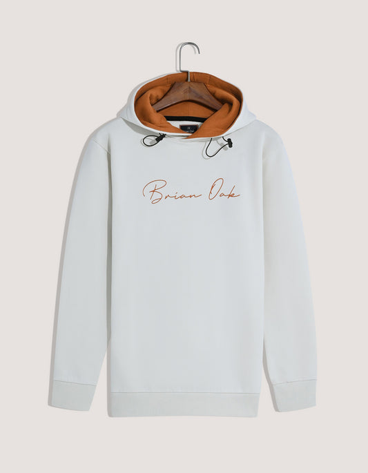 Sudadera con capucha de polar de color blanco roto