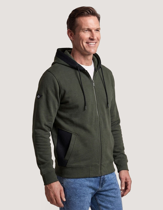 Sweat à capuche zippé en polaire Plain Moss