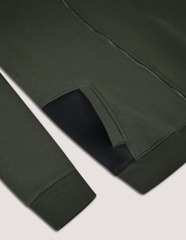 Plain Moss Full Zip Fleece Hoodie