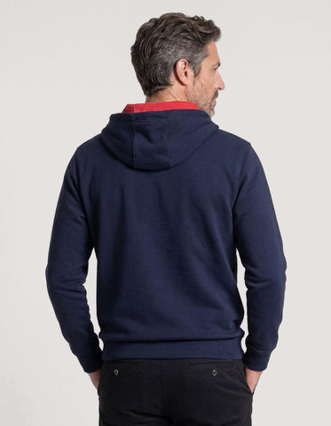 Navy and Red Fleece Pullover Hoodie